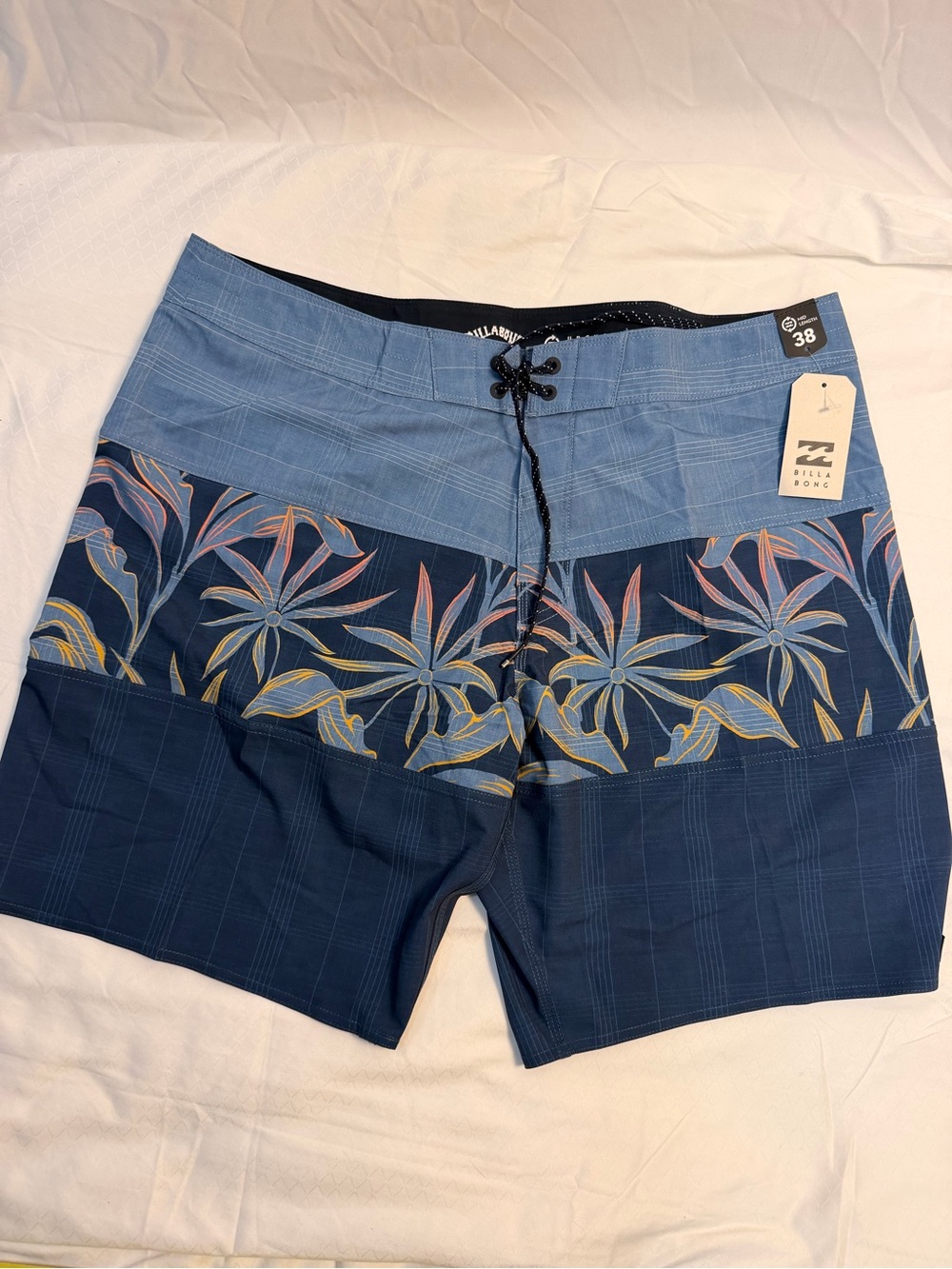 Billabong Men’s Navy and Light Blue Floral Panel Board Shorts